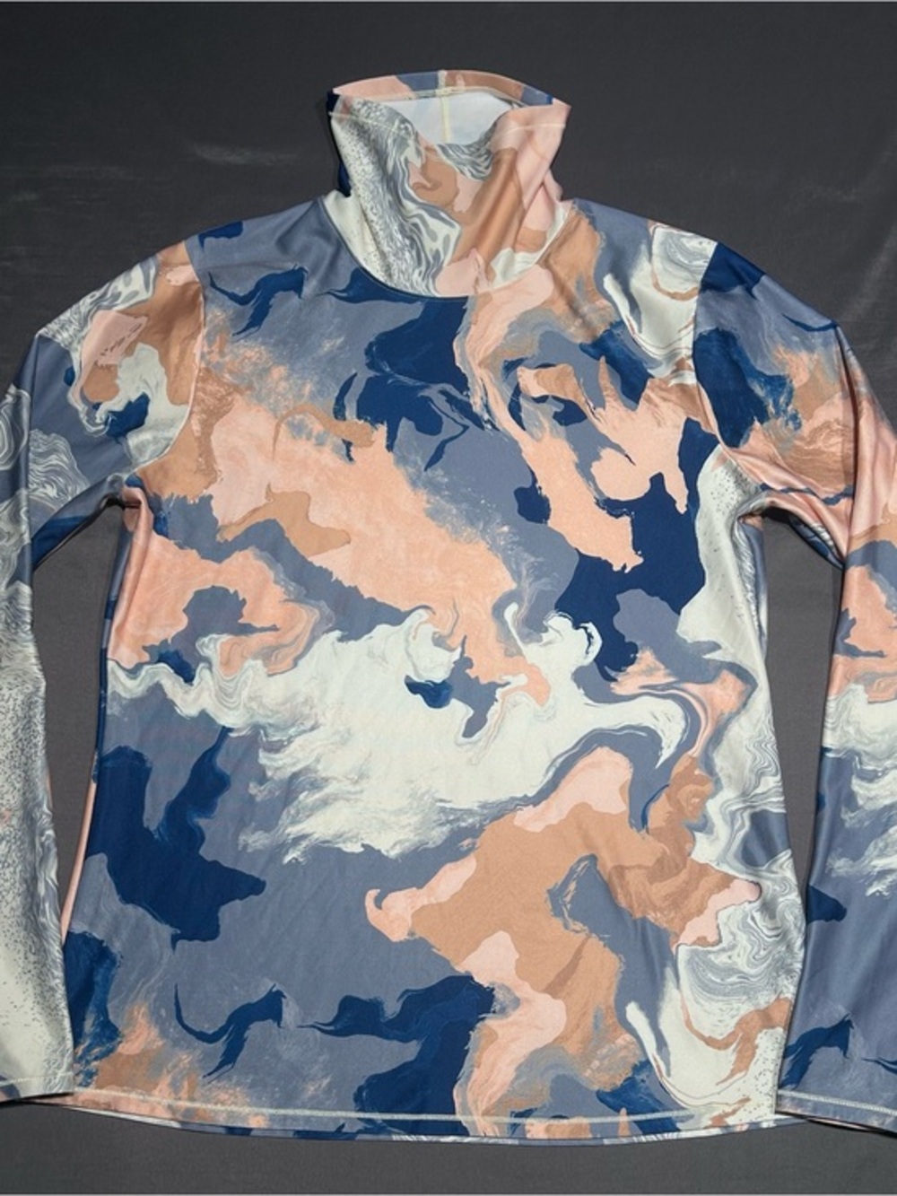 DSG Women's Marble Fluid Print Long Sleeve Turtleneck Top
